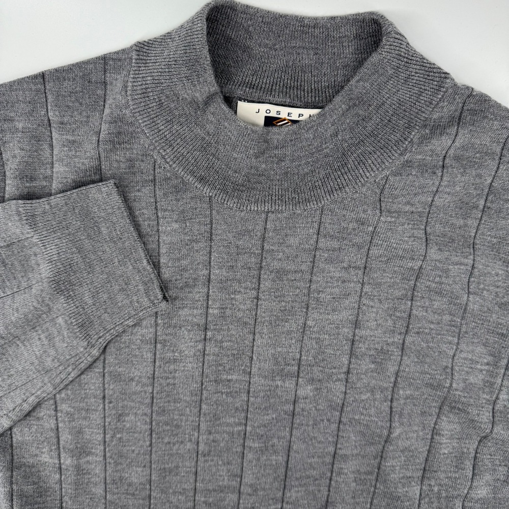Joseph Abboud Sweater Mens XLT Gray Grey Merino Wool Mock Neck Ribbed